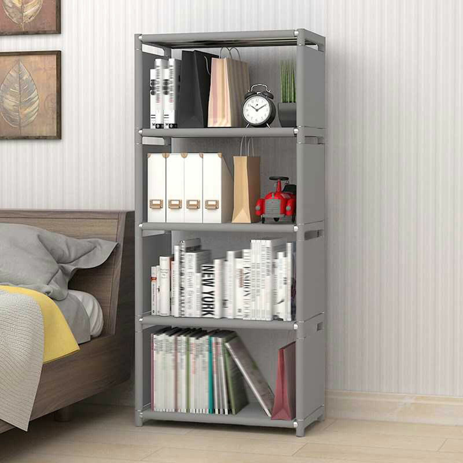4 Cube Bookcase Corner Rack Storage Stand Shelving Organizer Display Bookshelf