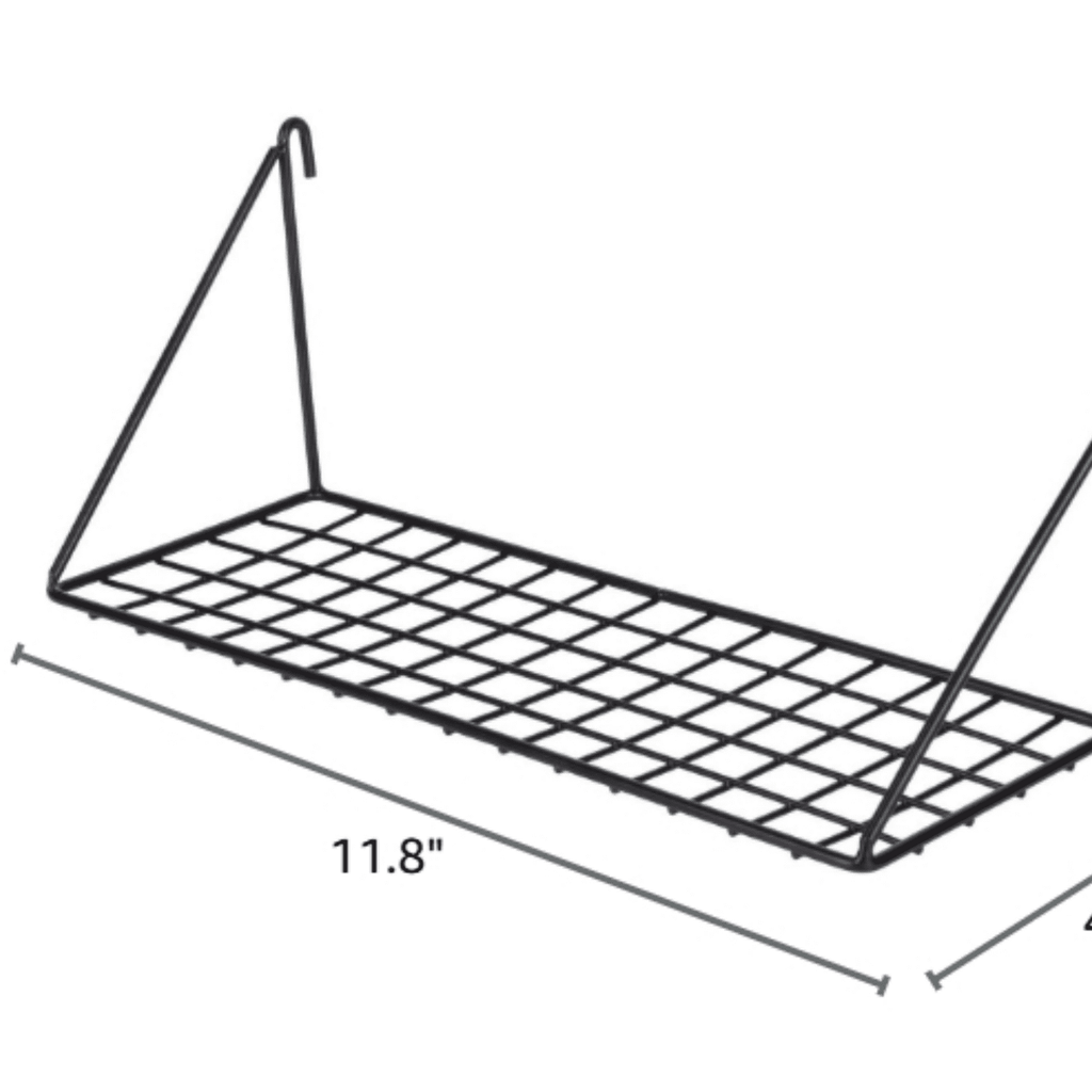 Hanging Straight Shelf for Wire Wall Grid Panel, Small Wire Wall Organizer and Display Shelf, Size 11.8" X 4.3",Black
