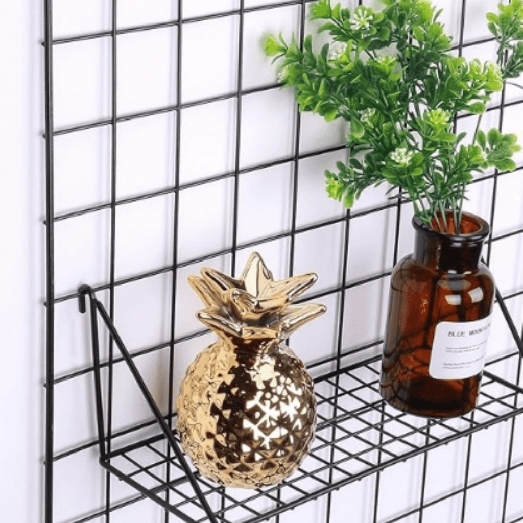 Hanging Straight Shelf for Wire Wall Grid Panel, Small Wire Wall Organizer and Display Shelf, Size 11.8" X 4.3",Black