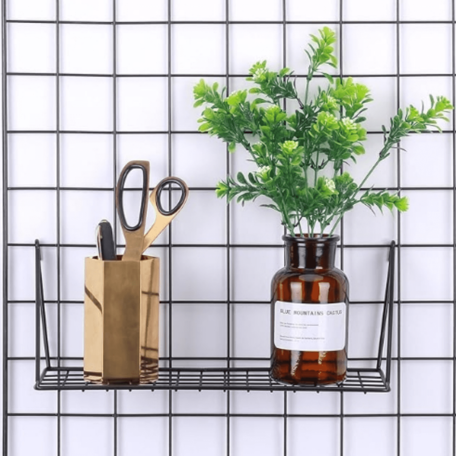 Hanging Straight Shelf for Wire Wall Grid Panel, Small Wire Wall Organizer and Display Shelf, Size 11.8" X 4.3",Black
