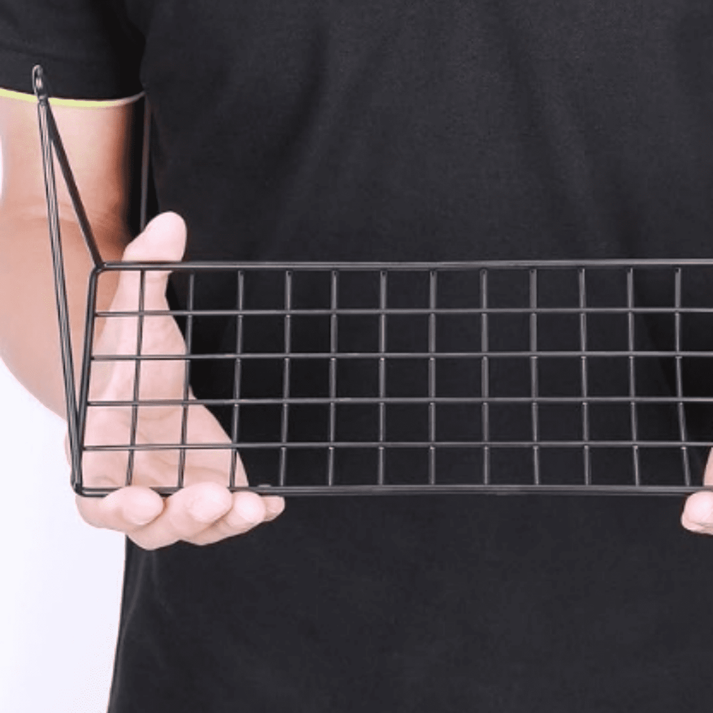 Hanging Straight Shelf for Wire Wall Grid Panel, Small Wire Wall Organizer and Display Shelf, Size 11.8" X 4.3",Black