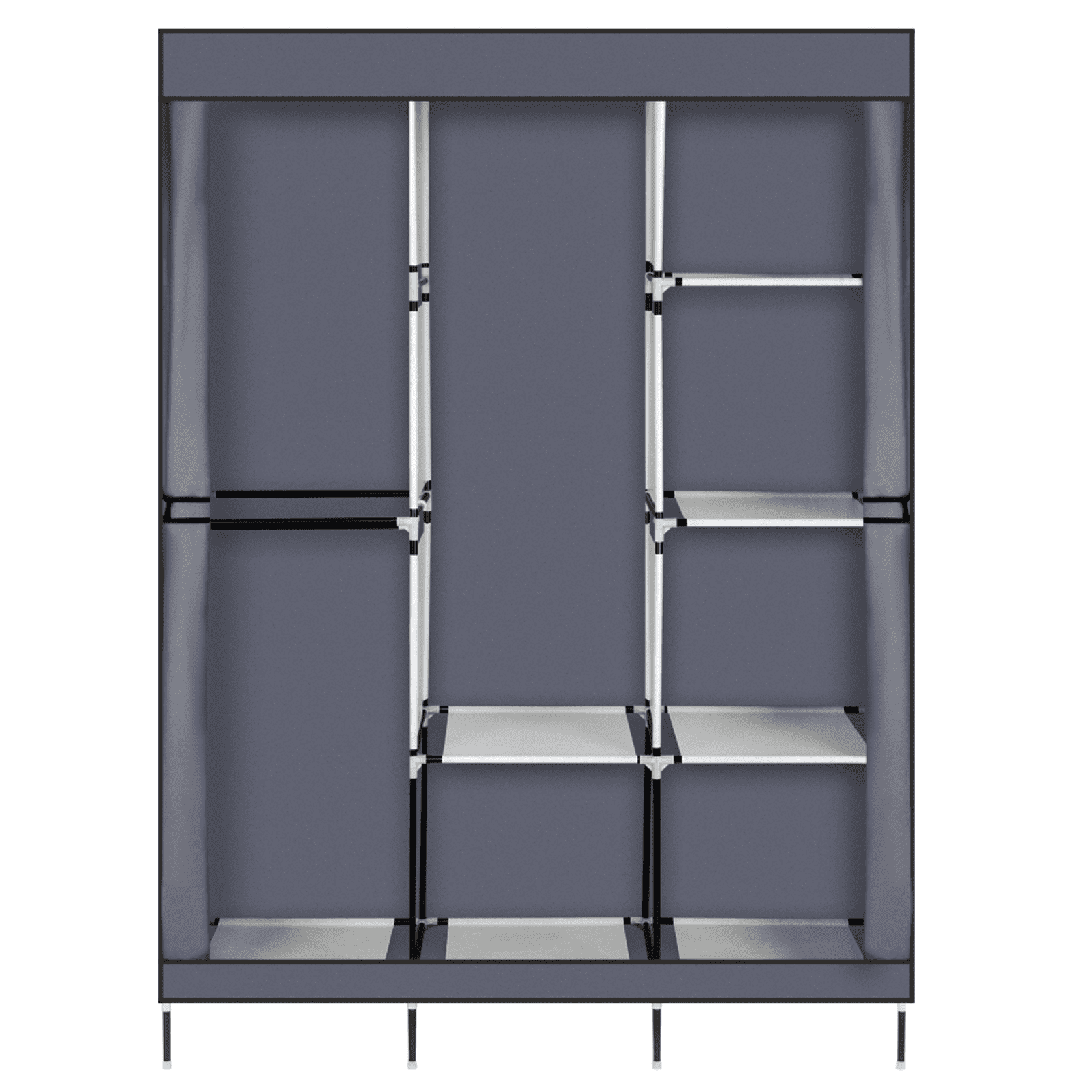 71" Portable Closet Wardrobe with Shelves - Gray Freestanding Storage Organizer, No-Tool Assembly, Dustproof Cover for Bedroom/Closet