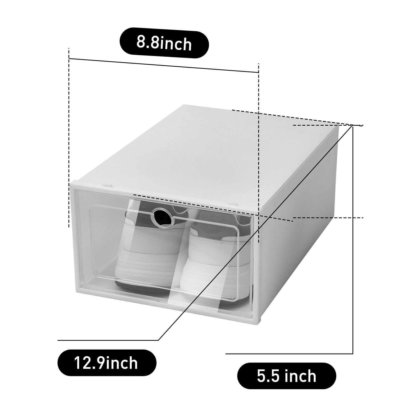20 Pack Foldable Shoe Storage Boxes, Stackable Clear Plastic Shoe Organizer Space Saving Shoe Display Containers with Clear Lids